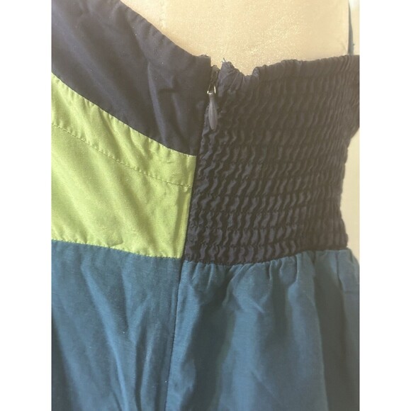 FOSSIL Women Sz M Silk Blend Lined Colorblock Babydoll Dress Adjustable Straps - Picture 5 of 13